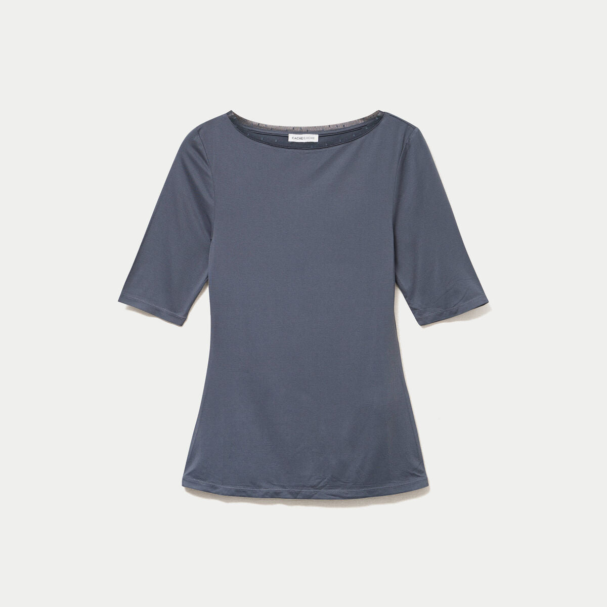 T-shirt ajusté manches courtes gris femme