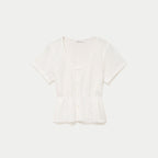 Top crochet manches courtes ecru femme