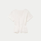 Top crochet manches courtes ecru femme