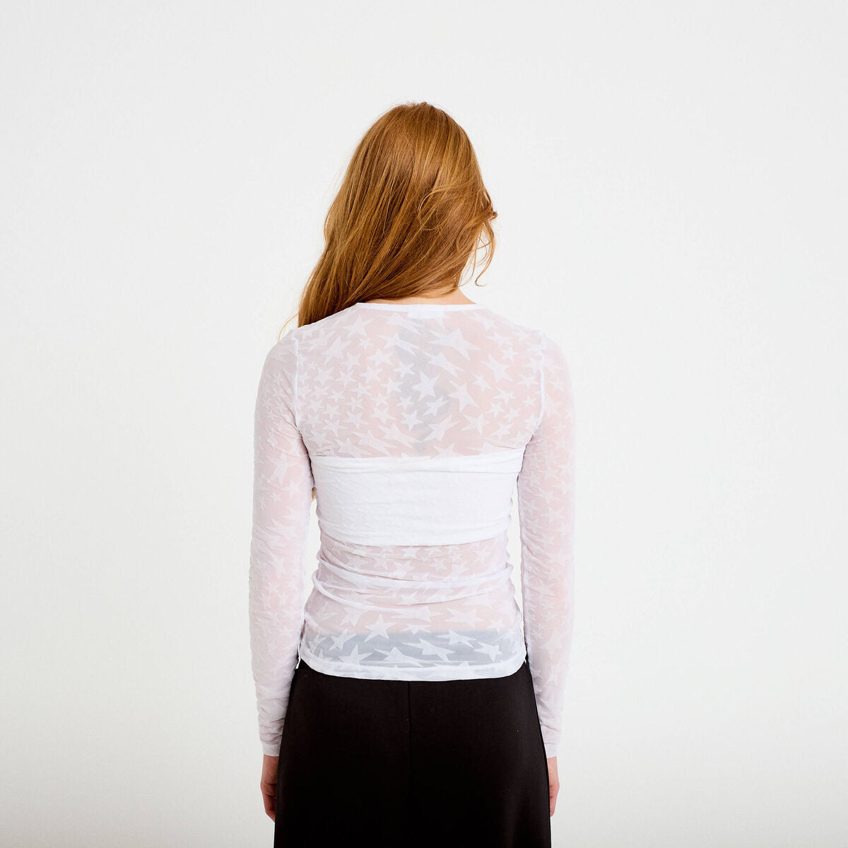 T-shirt ajusté manches longues blanc femme