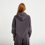 Sweat oversize à capuche manches longues gris foncé femme