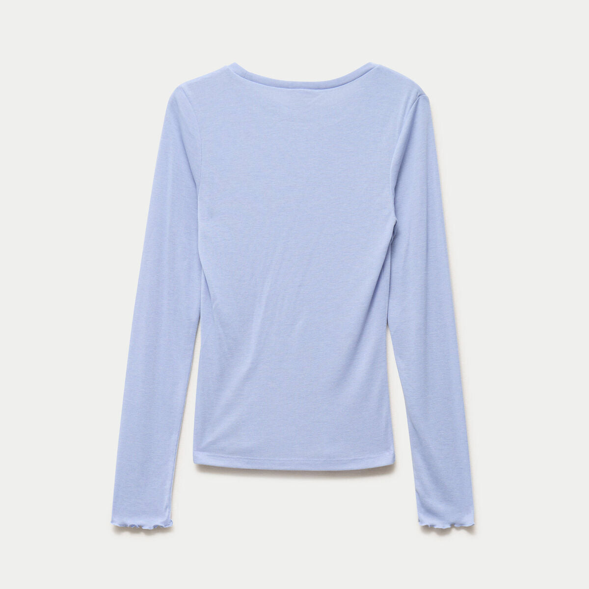 T-shirt ajusté col rond manches longues bleu clair femme