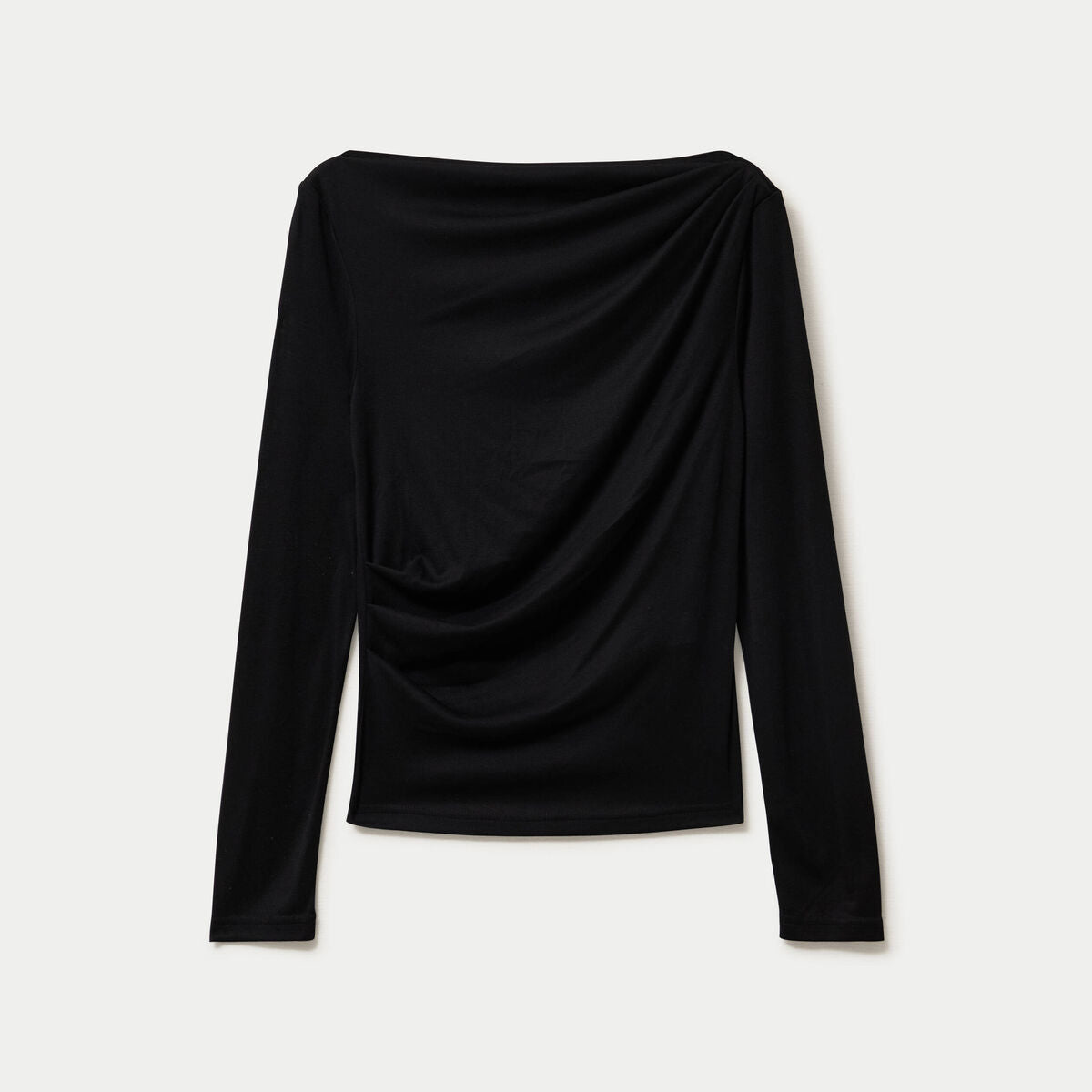 T-shirt col bénitier manches longues noir femme