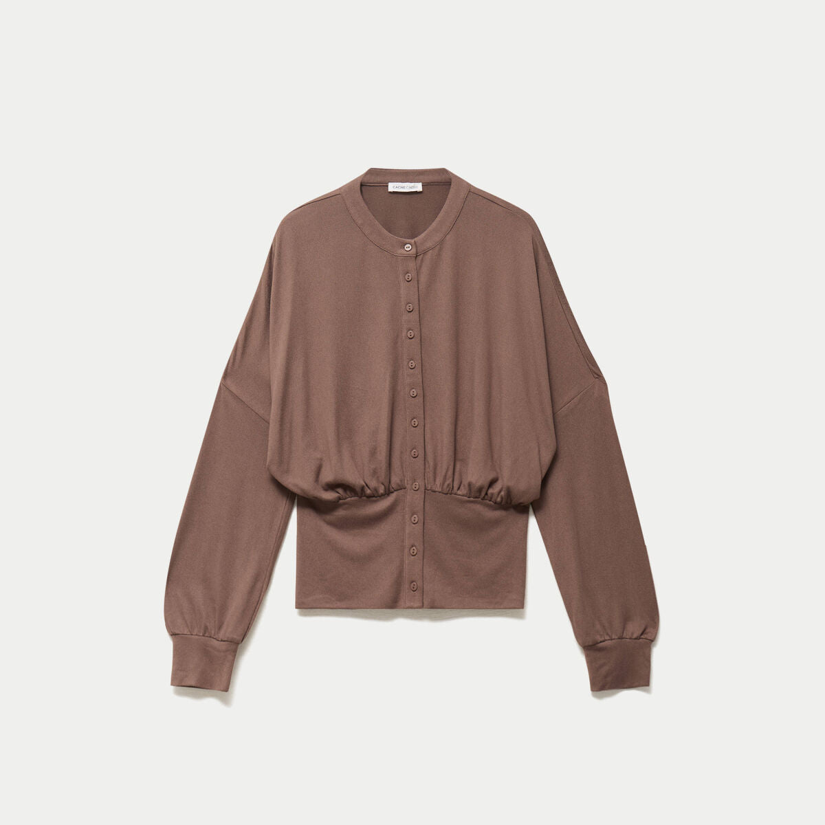 Gilet bas resserré manches longues marron clair femme
