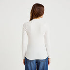 T-shirt ajusté manches longues ecru femme