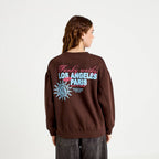 Sweat col rond manches longues marron foncé femme