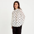 Blouse droite voile manches longues blanc femme