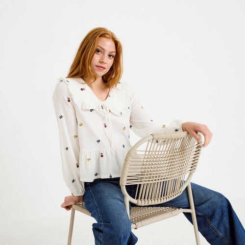 Blouse droite manches longues multicolore femme
