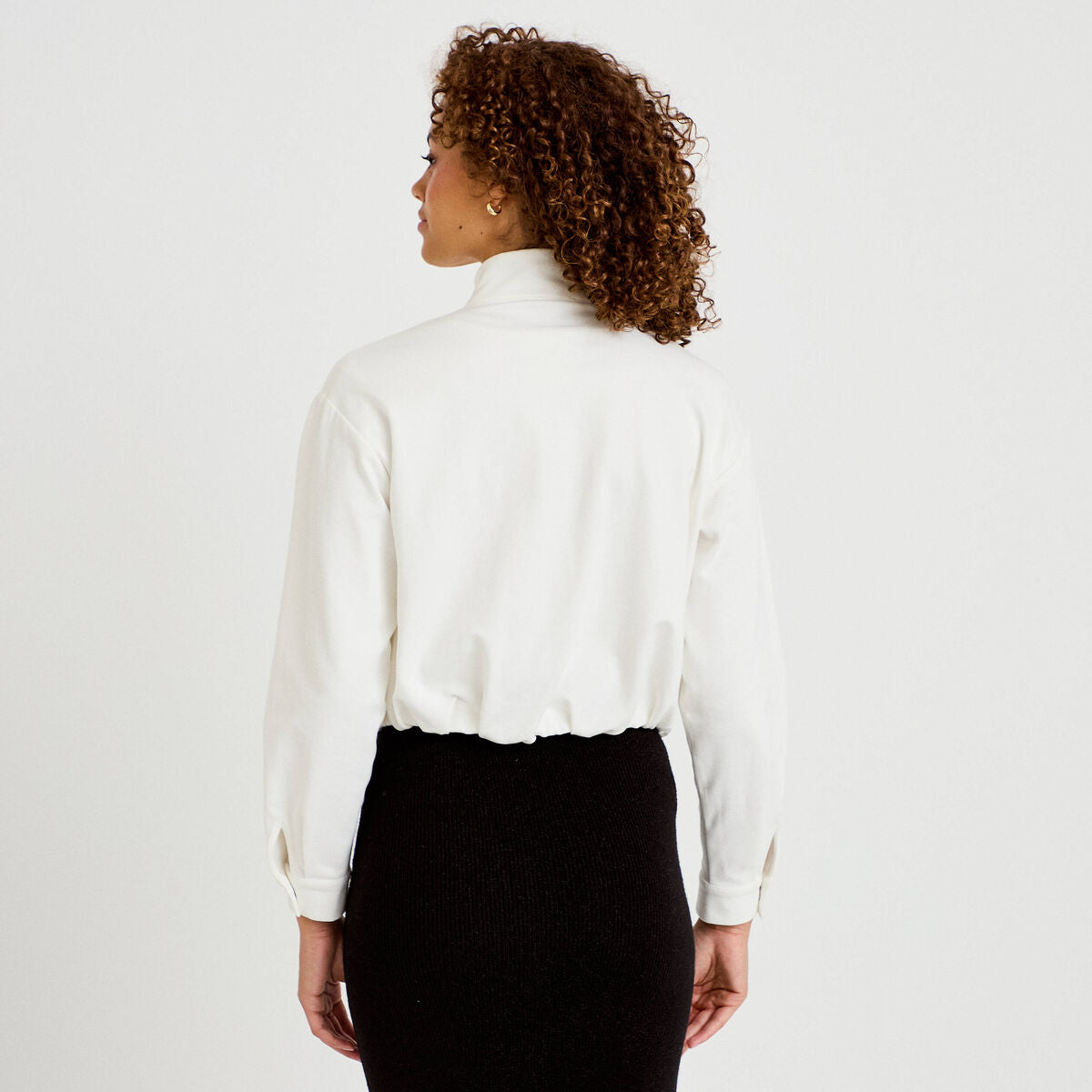 Veste cropped bas resserré ecru femme