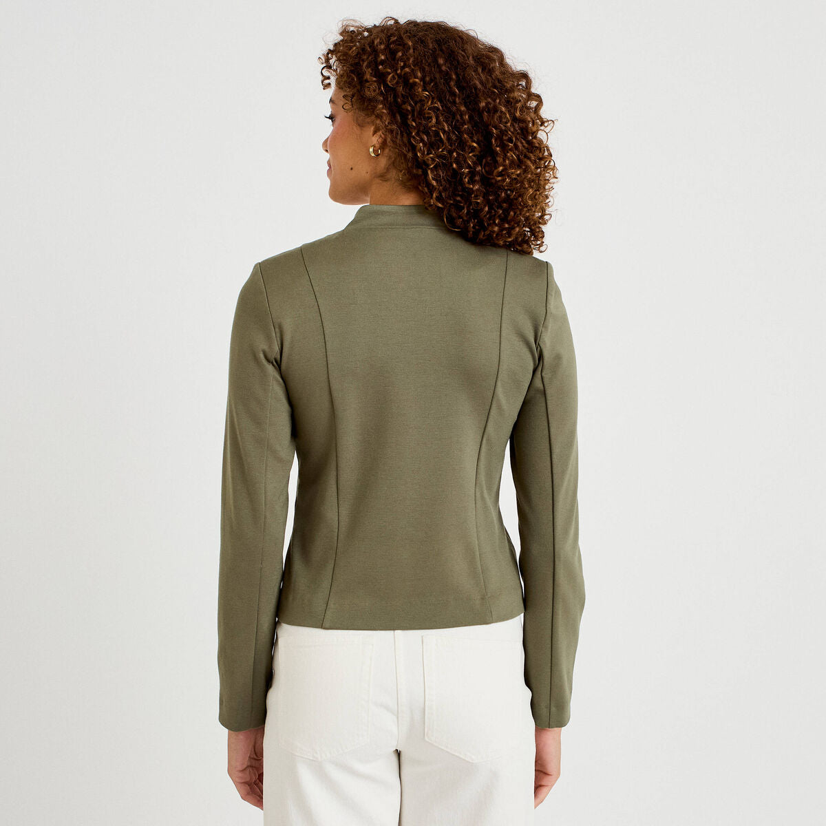 Veste ajustée manches longues vert kaki femme