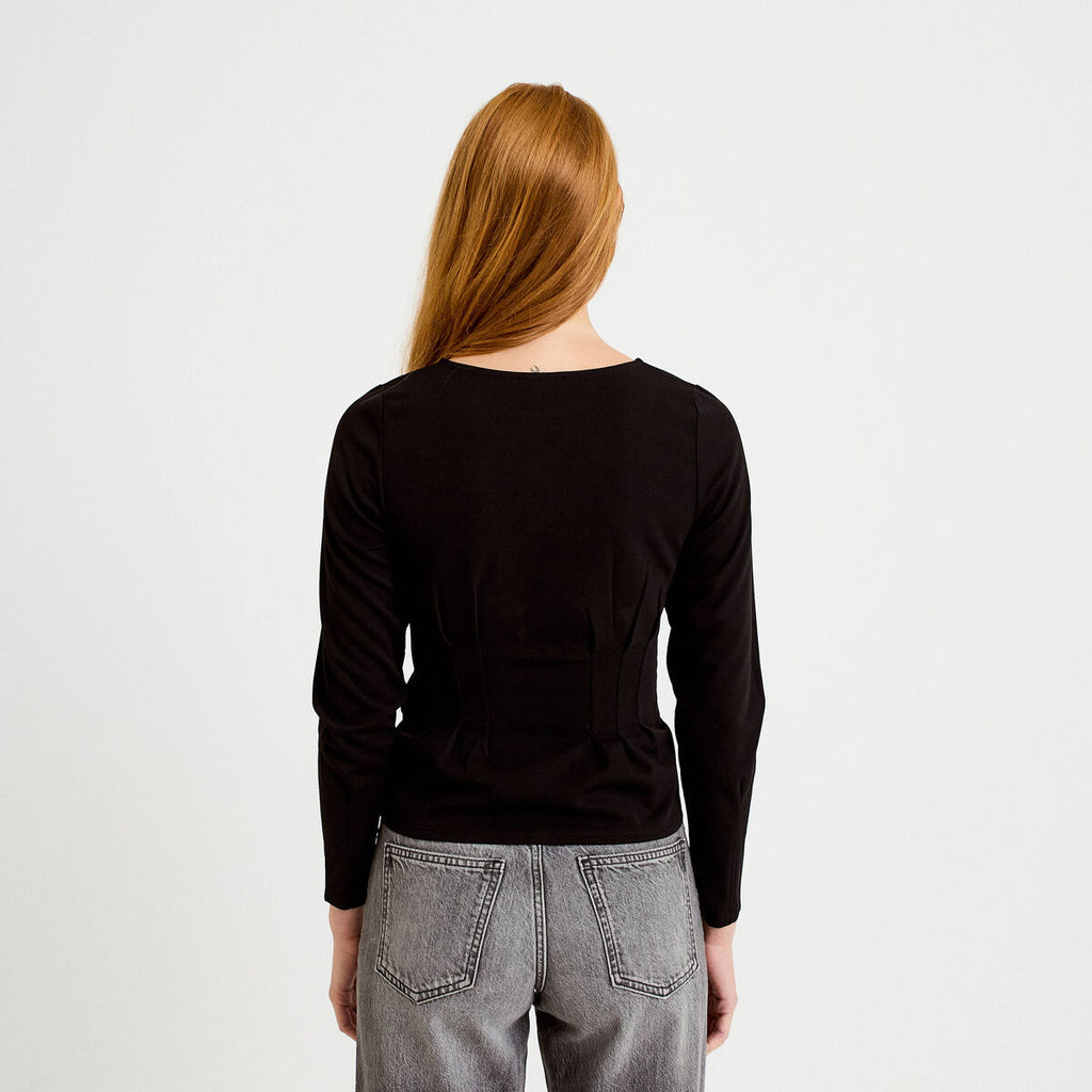Top droit manches longues noir femme