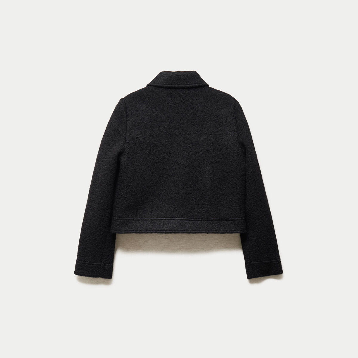 Veste cropped en bouclette noir femme