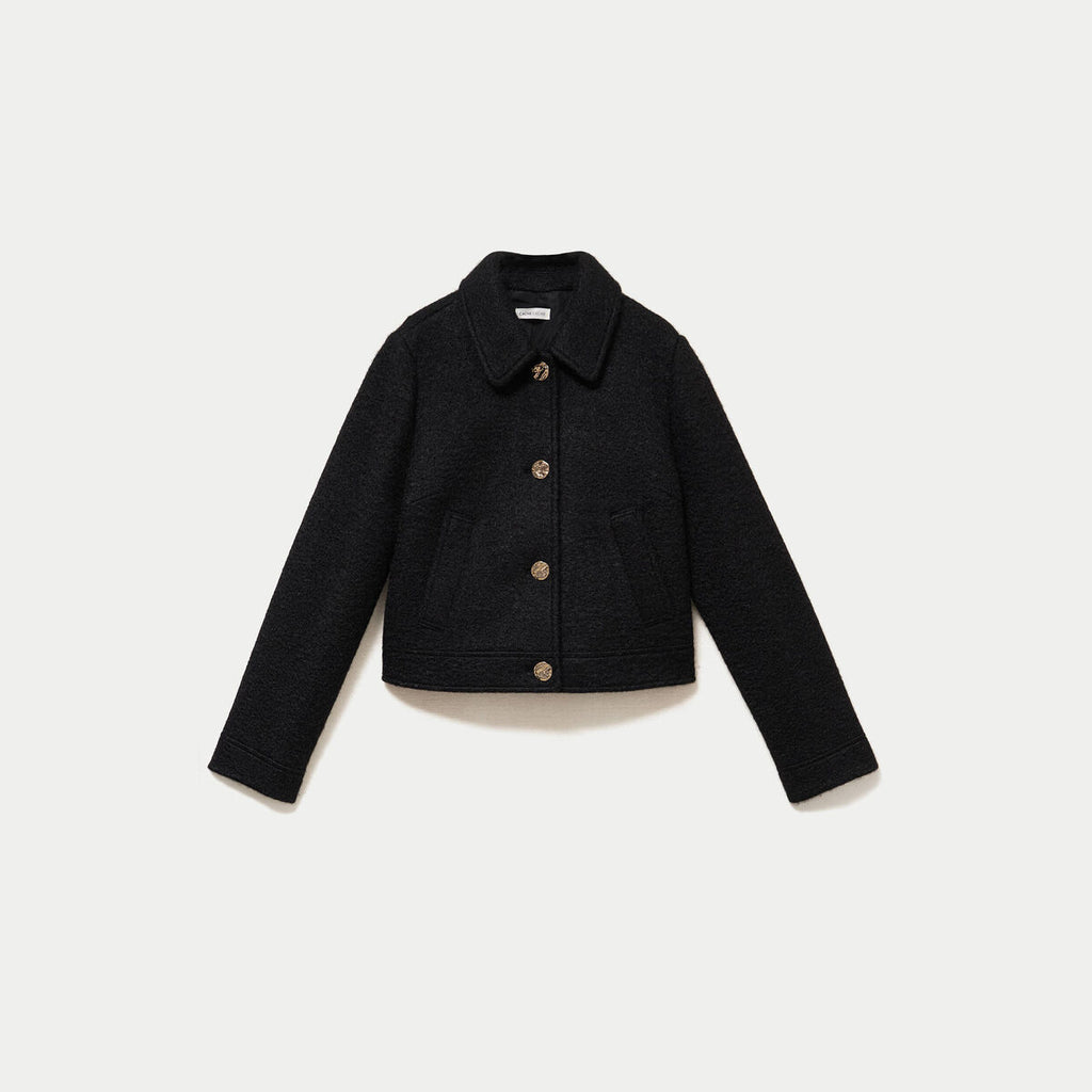 Veste droite courte sans manches noir femme