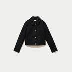 Veste droite courte sans manches noir femme