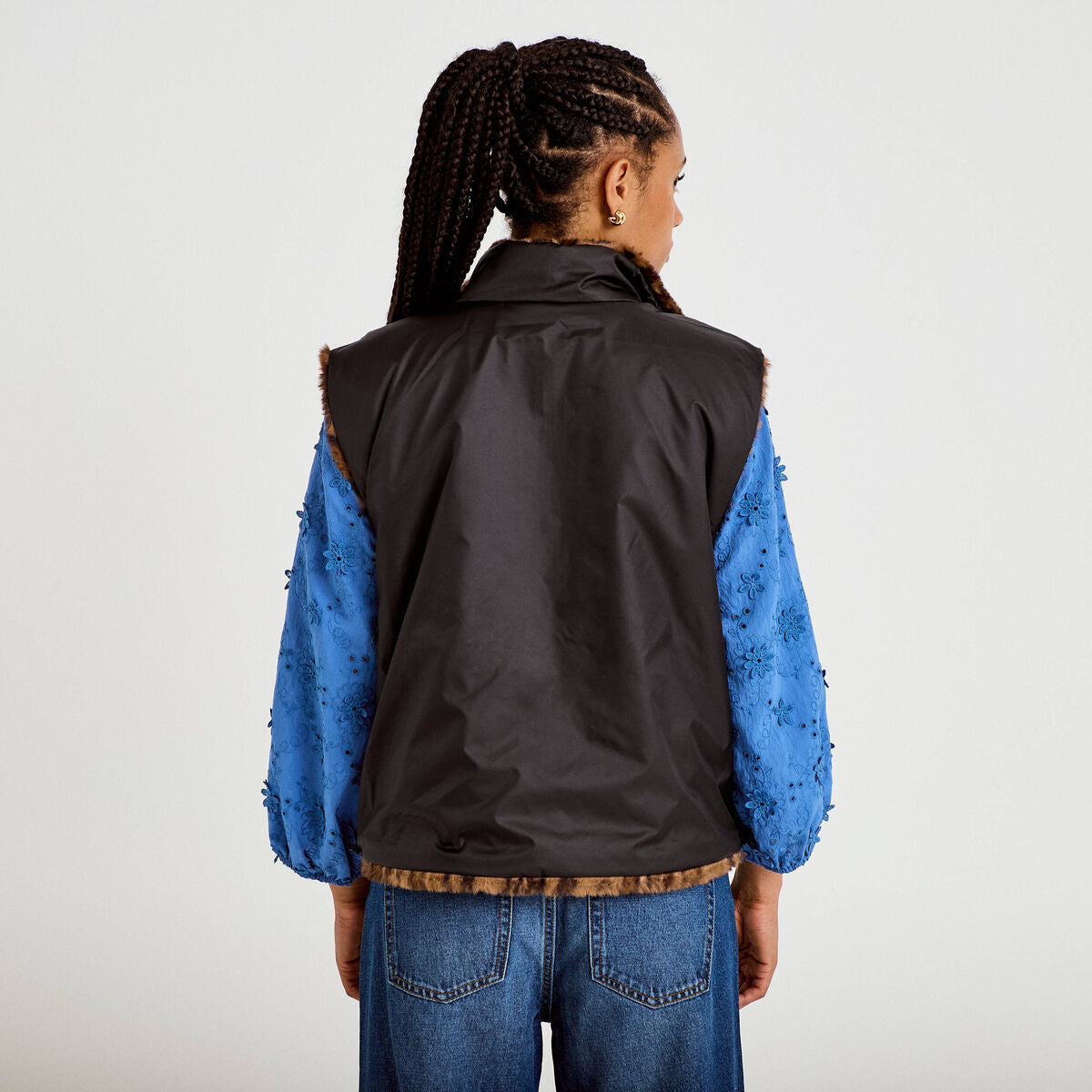 Veste réversible sans manches noir femme