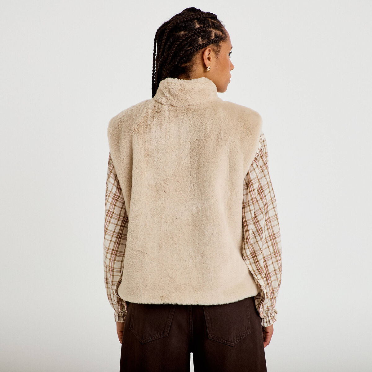 Veste réversible sans manches beige femme