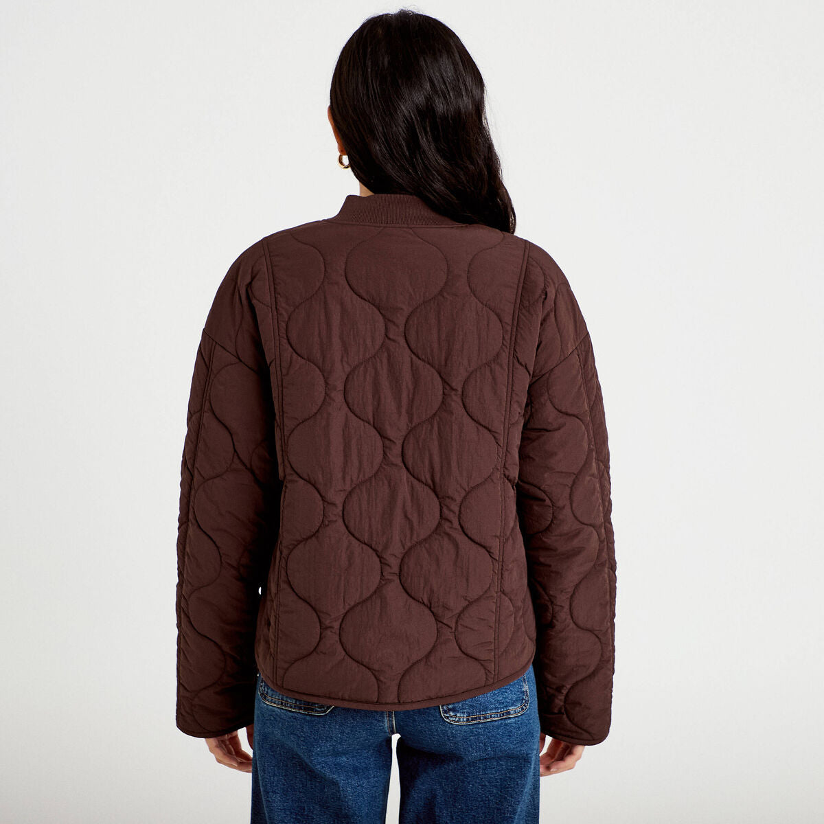 Veste ample manches longues marron foncé femme