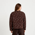 Veste droite manches longues marron foncé femme