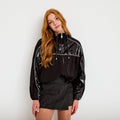 Coupe-vent oversize cropped bi-matière noir femme