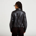 Veste effet boule manches longues noir femme