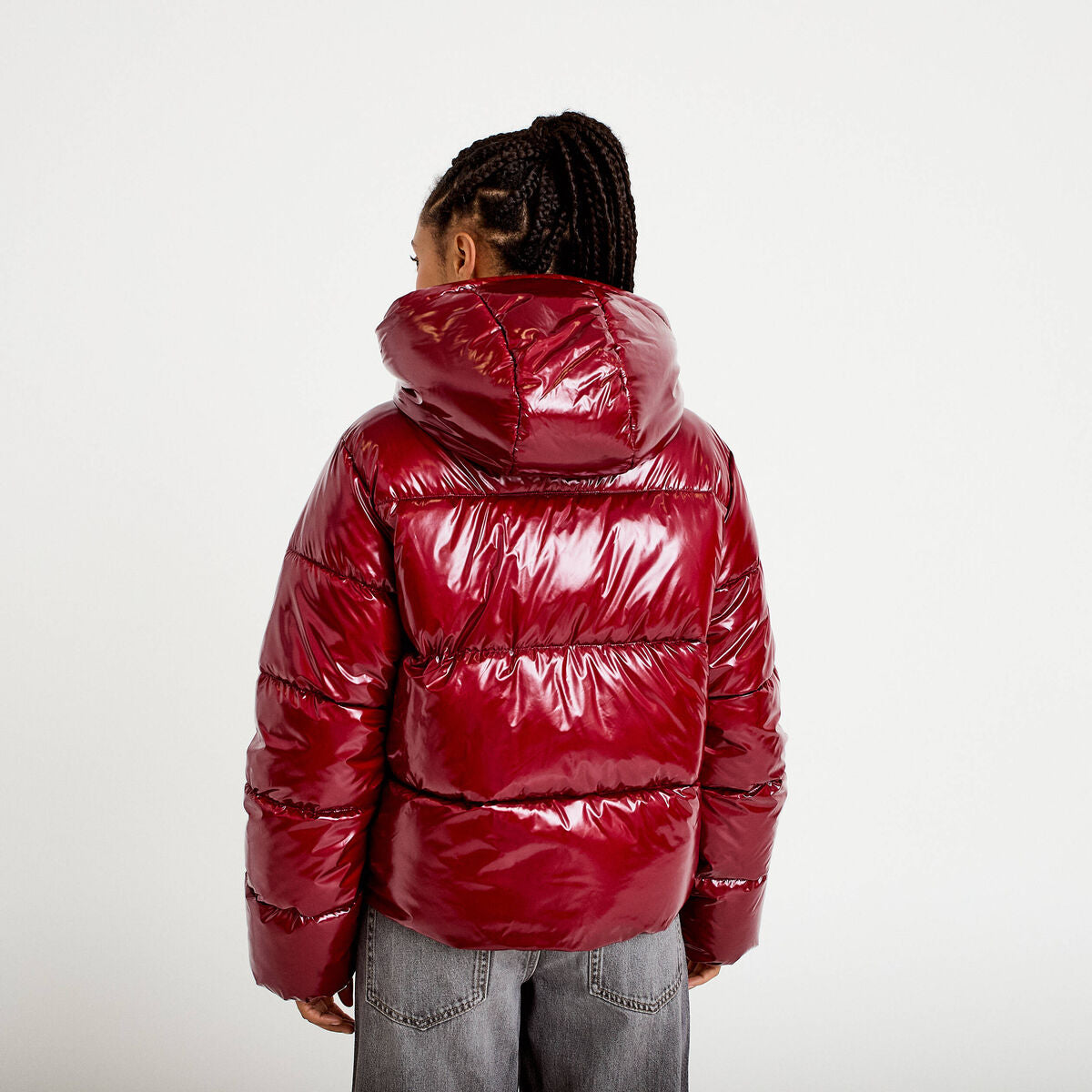 Doudoune bas resserré manches longues rouge femme