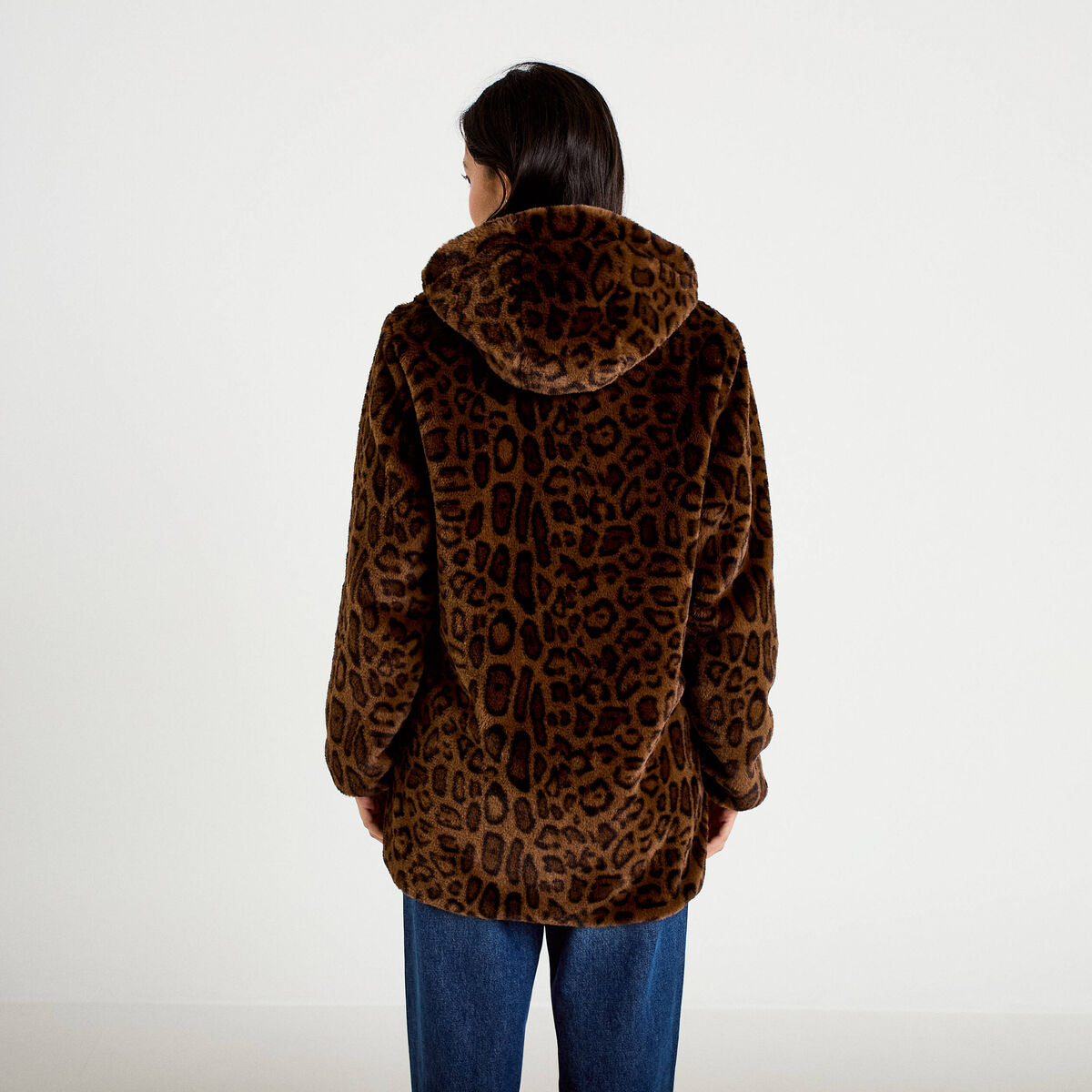 Parka réversible 3/4 à capuche noir femme