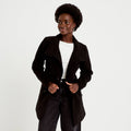 Manteau cintré mi-long col montant noir femme