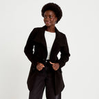 Manteau cintré mi-long col montant noir femme