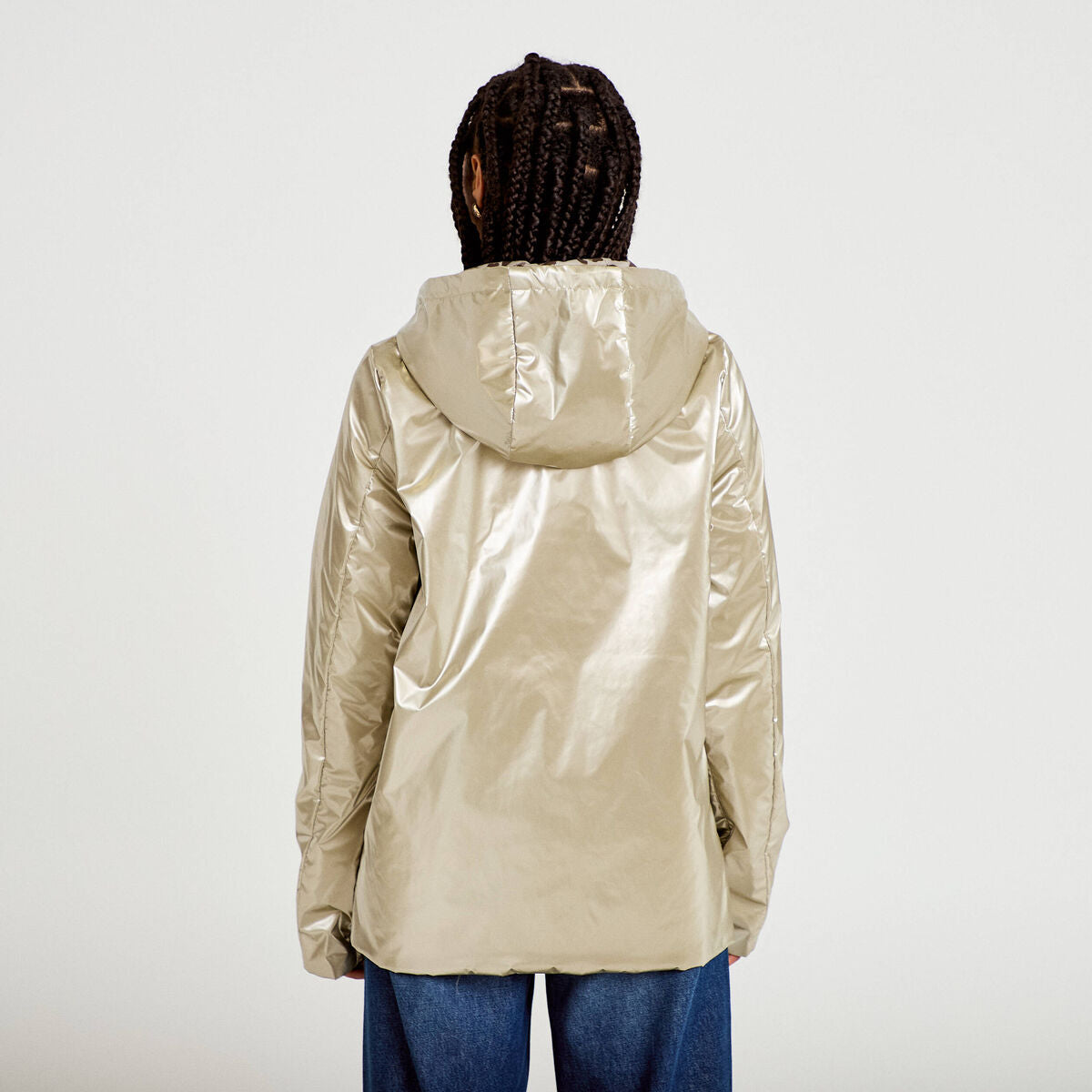 Parka réversible à capuche couleur or femme