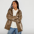 Parka réversible à capuche taupe femme