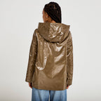 Parka réversible à capuche taupe femme