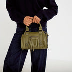 Sac porté main vert kaki femme
