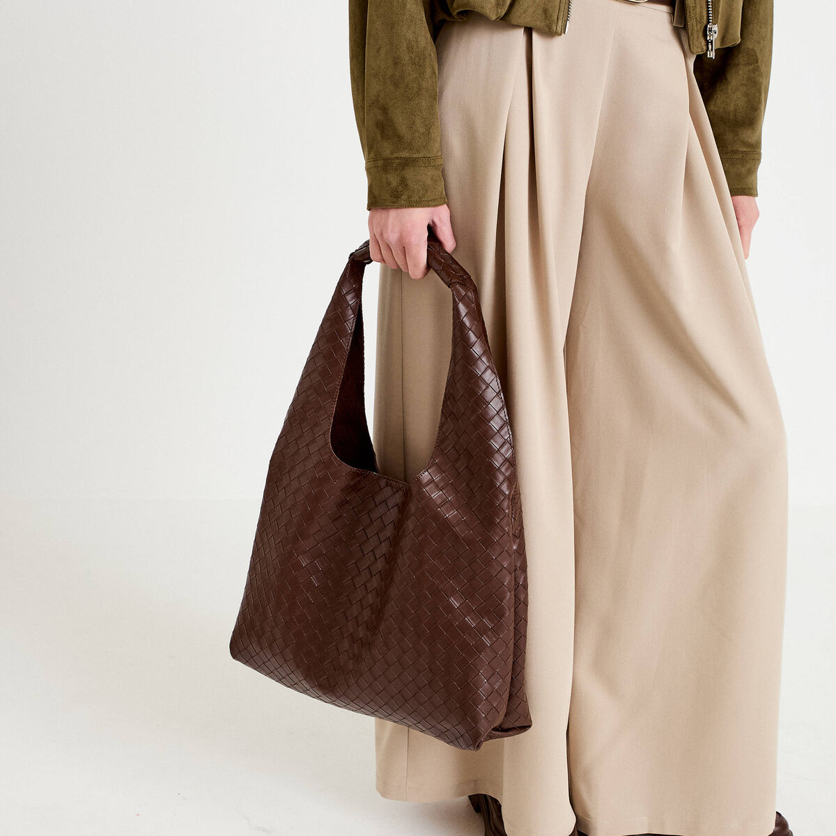 Sac tressé bordeaux femme