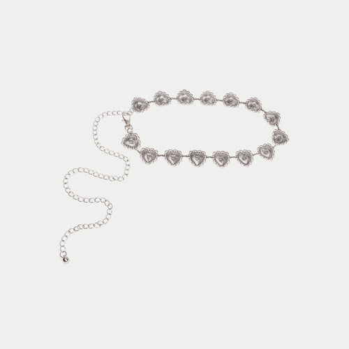 Ceinture fine avec chaîne gris argent femme