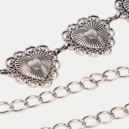 Ceinture fine avec chaîne gris argent femme