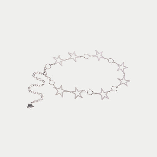 Ceinture fine avec chaîne gris argent femme