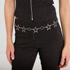 Ceinture fine avec chaîne gris argent femme