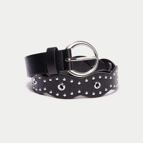 Ceinture large à détails cloutés noir femme
