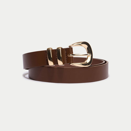 Ceinture fine marron foncé femme
