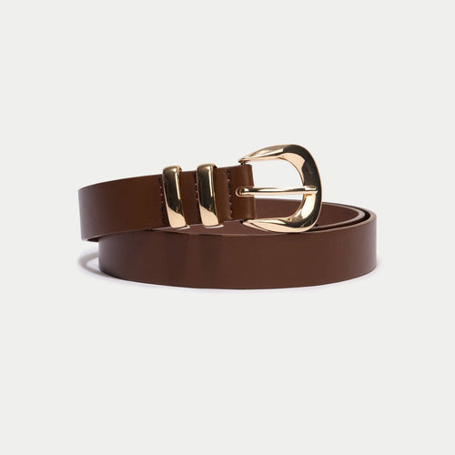 Ceinture fine marron foncé femme