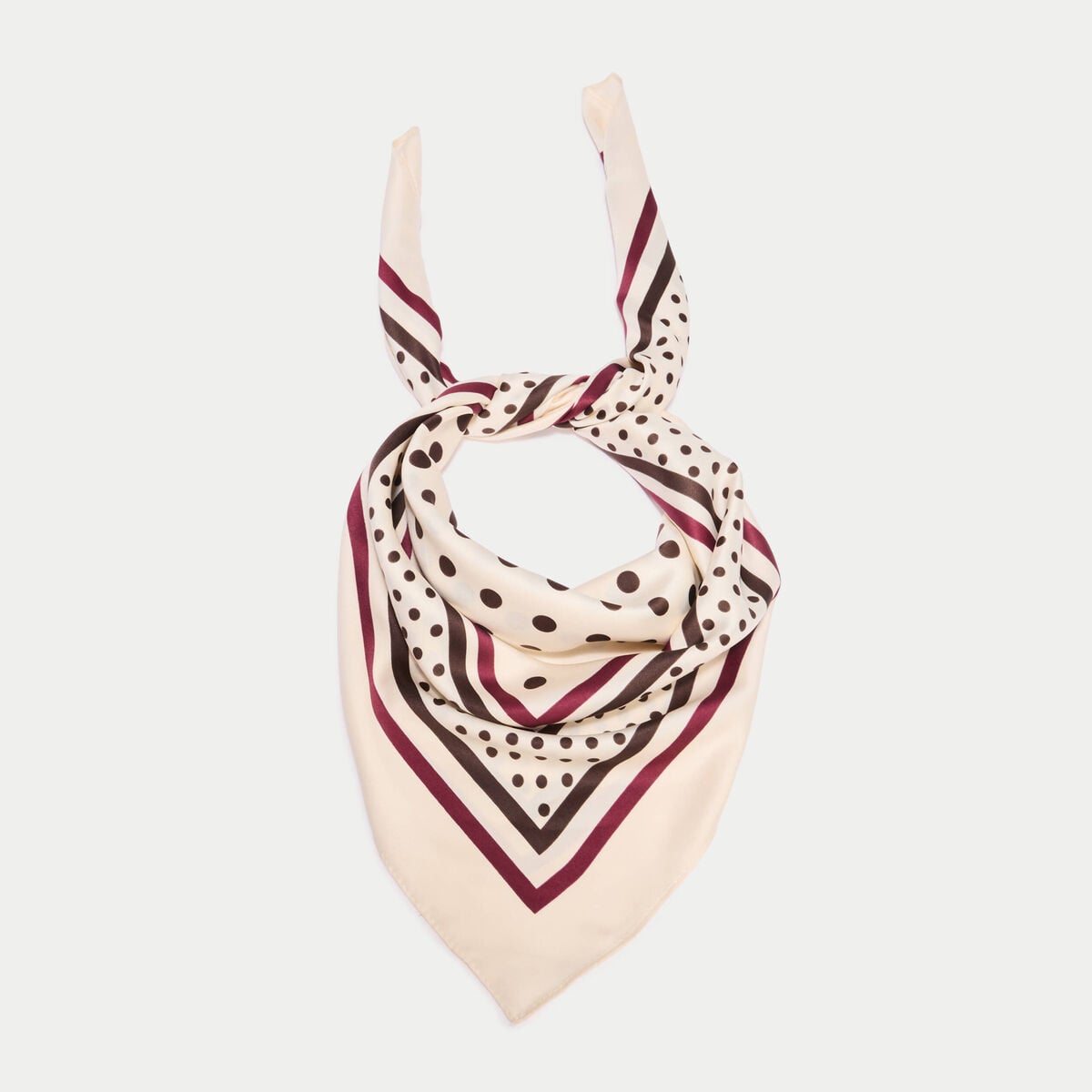Foulard satiné soyeux ecru femme