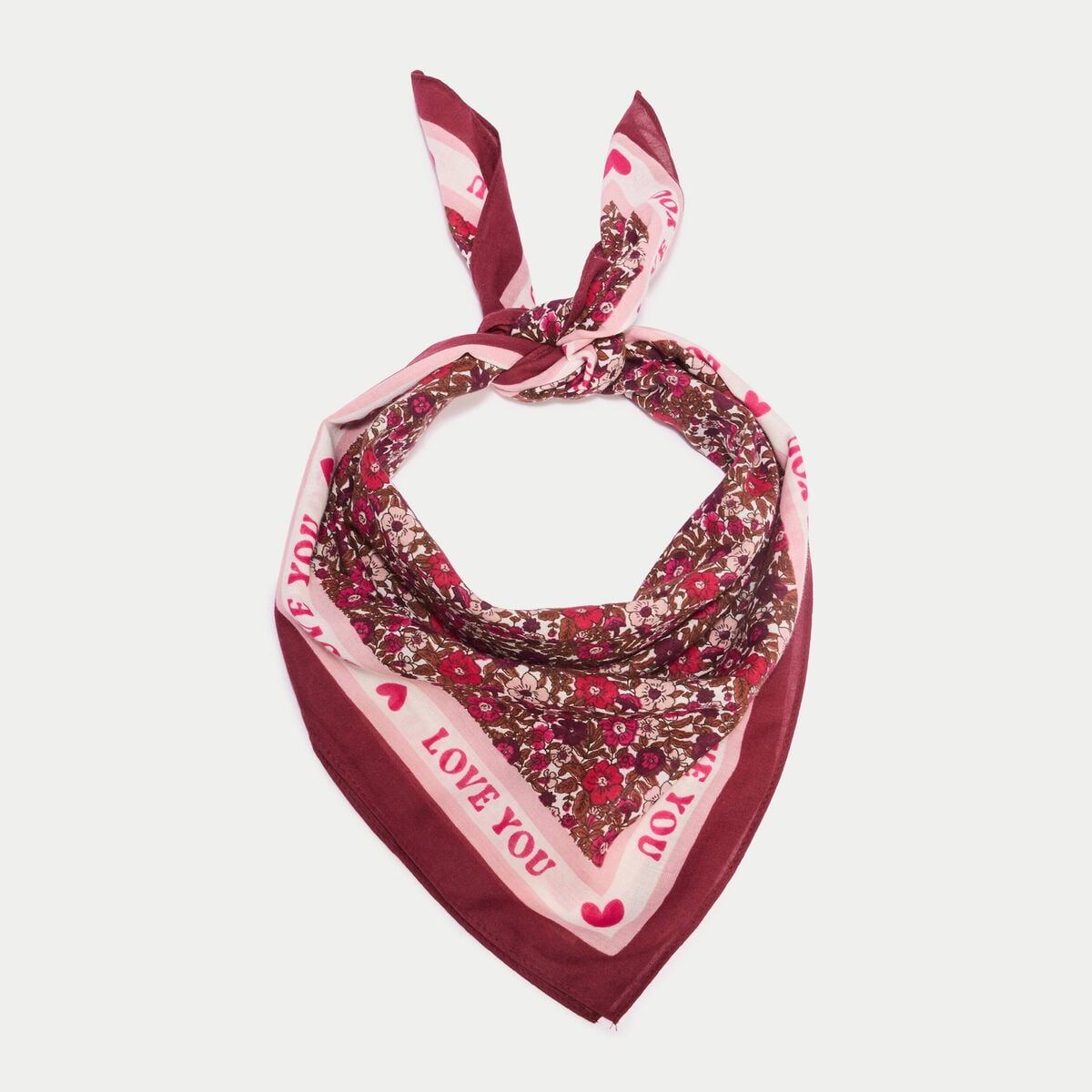 Foulard satiné soyeux rouge femme