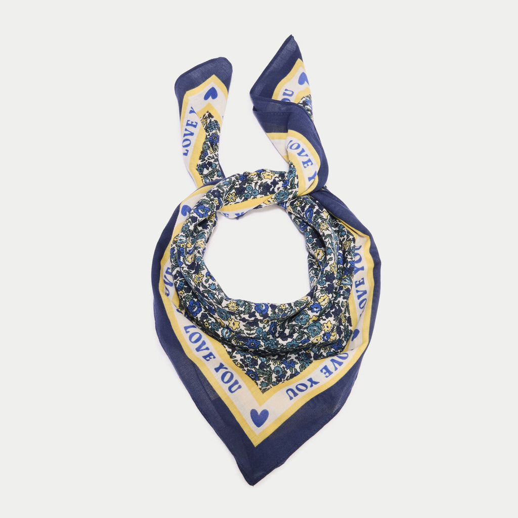 Foulard satiné soyeux bleu electrique femme