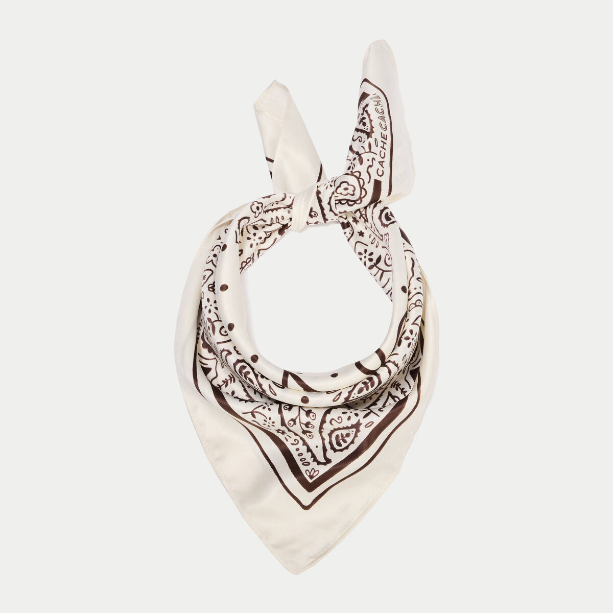 Foulard satiné soyeux ecru femme