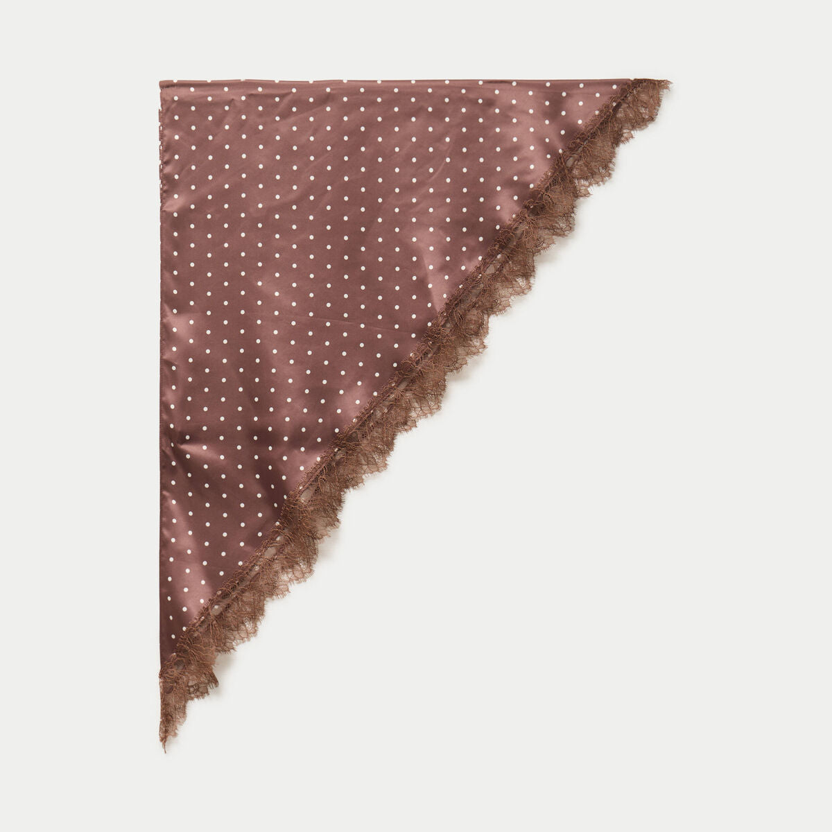 Foulard satiné avec dentelle marron foncé femme