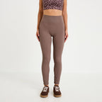 Leggings taille haute sans couture marron clair femme