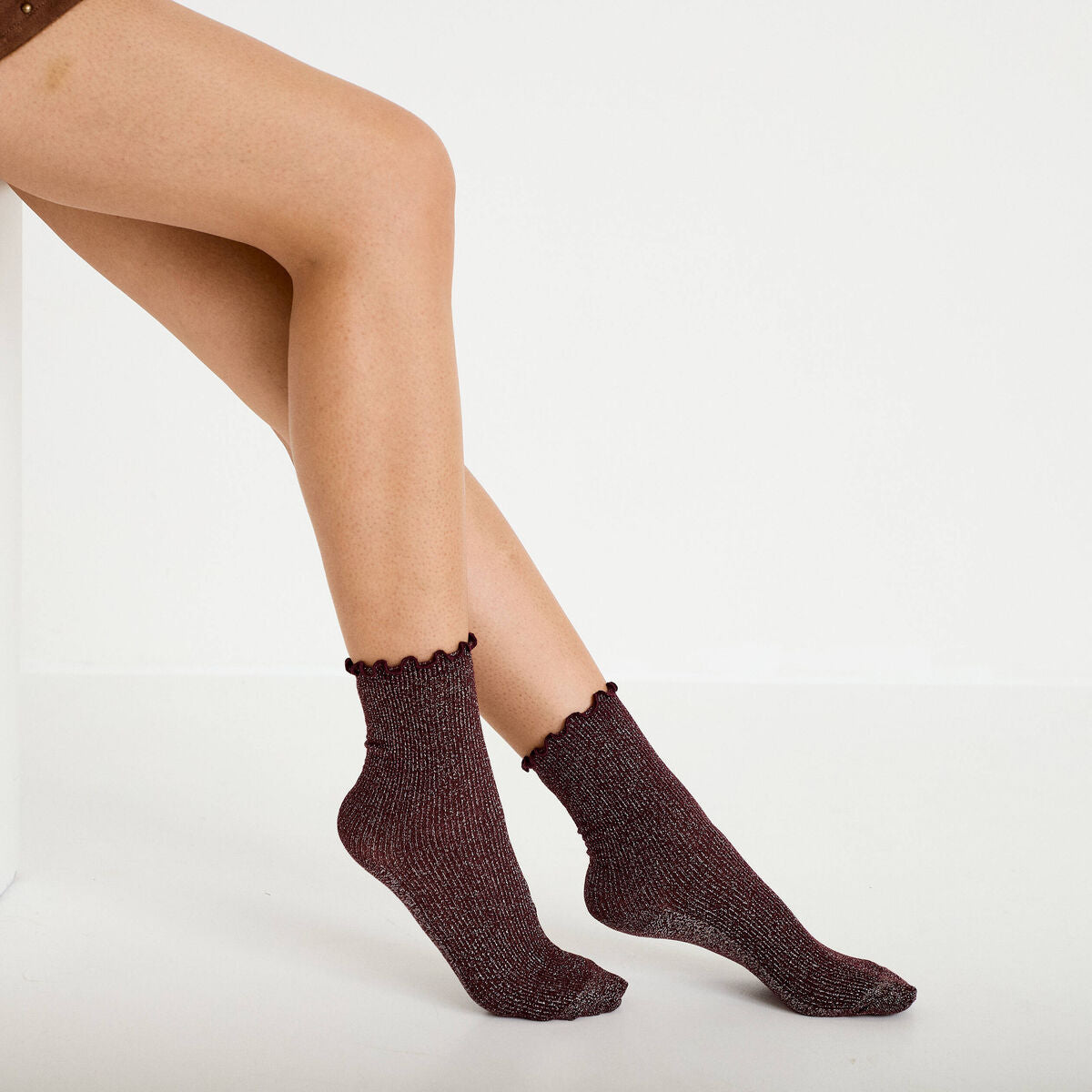 Lot 5 paires de chaussettes violet foncé femme