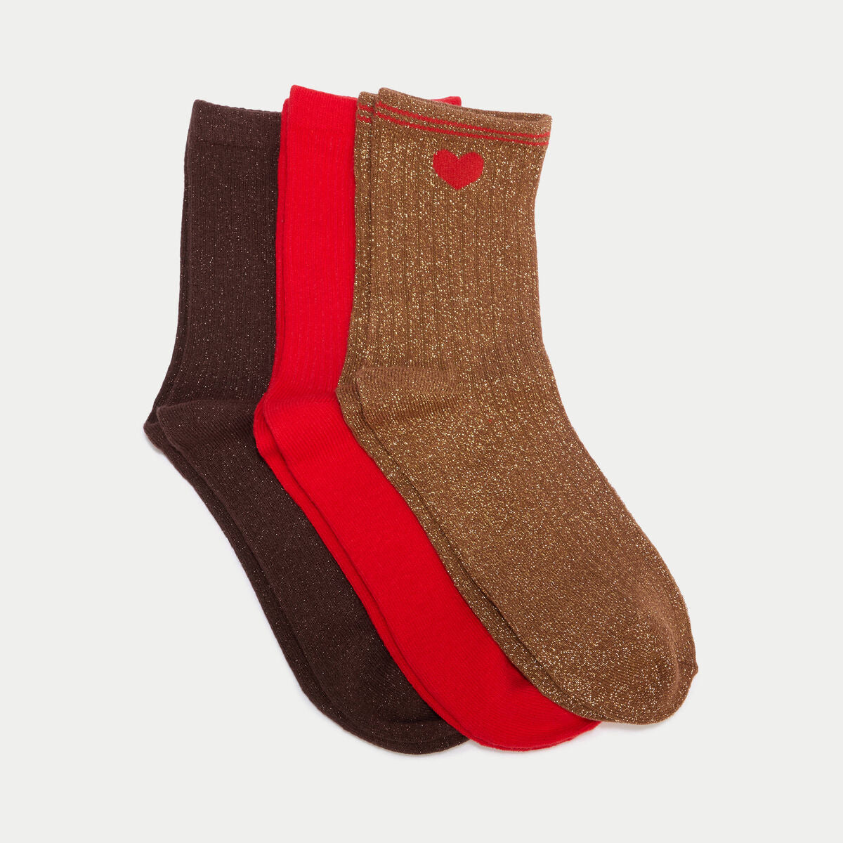 Lot de 3 paires de chaussettes marron foncé femme