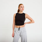 Débardeur col rond activewear noir femme