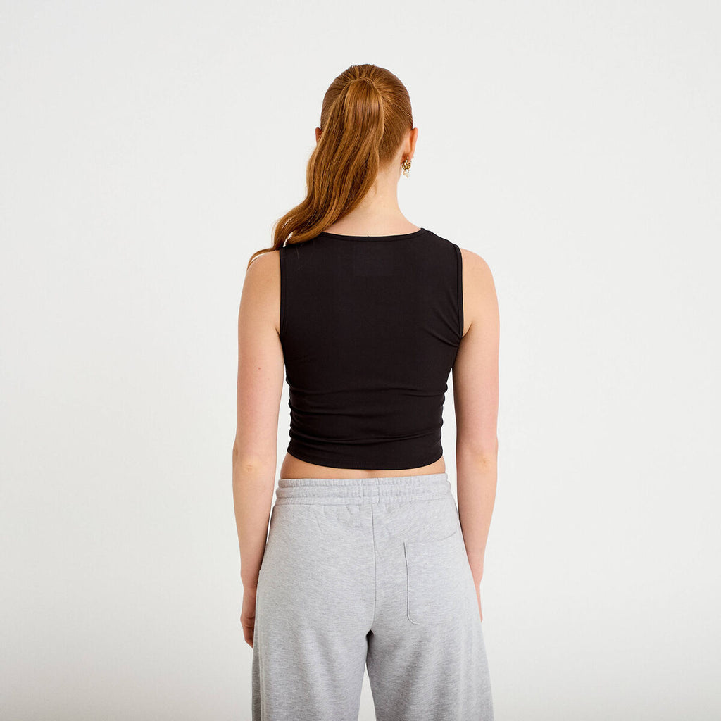 Débardeur col rond activewear noir femme